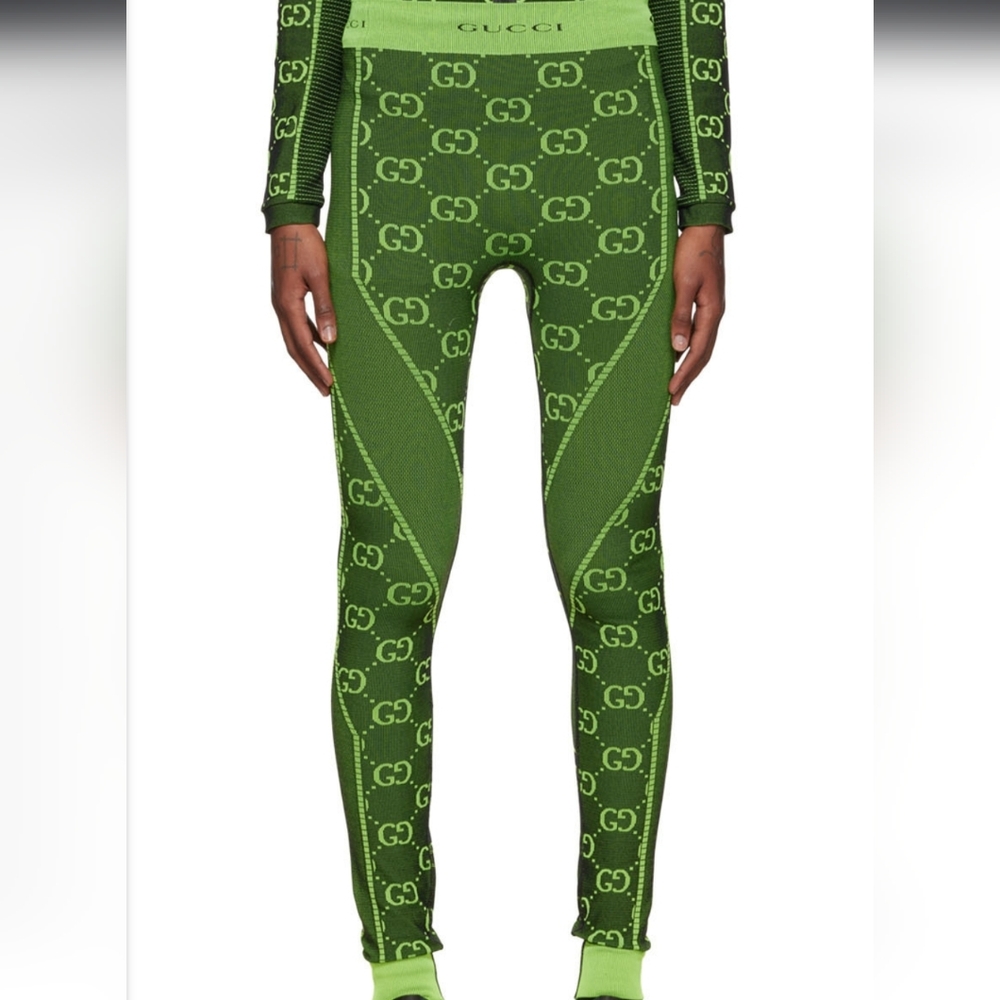 Men's / unisex Gucci GG green leggings /pants - Picture 1 of 6